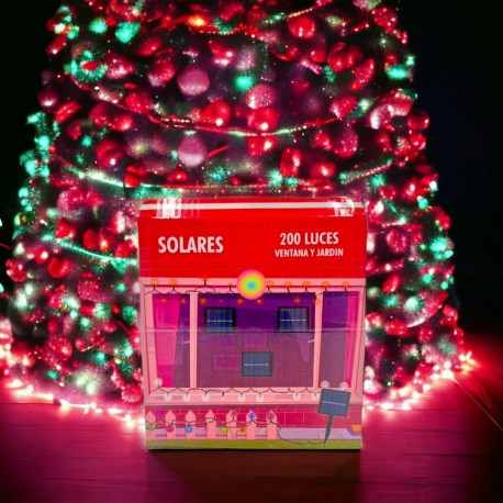 SERIE DE LUZ SOLAR DE 200 LEDS 8 MODOS PARA ADORNO NAVIDEÑO