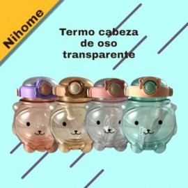 TERMO CABEZA DE OSO TRANSPARENTE  CLAVE: TERM-40