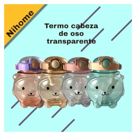 TERMO CABEZA DE OSO TRANSPARENTE  CLAVE: TERM-40